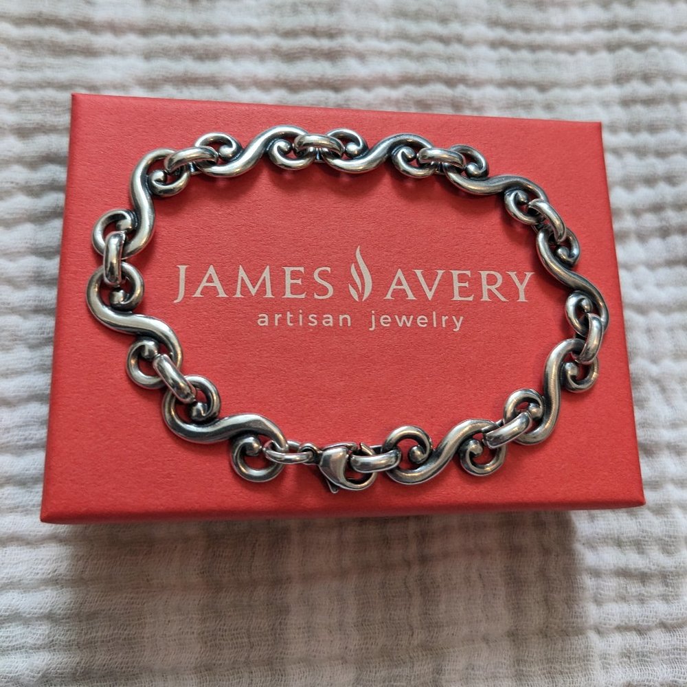 James Avery RETIRED RARE Silver Swirl Wave Link Bracelet 7.5 inches